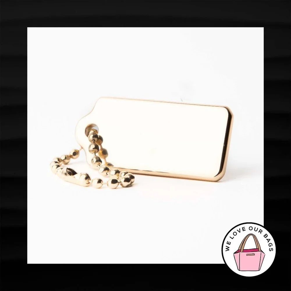NEW Medium COACH NEW YORK GOLD BRASS THICK METAL FOB BAG CHARM KEYCHAIN HANG TAG - Picture 2 of 3